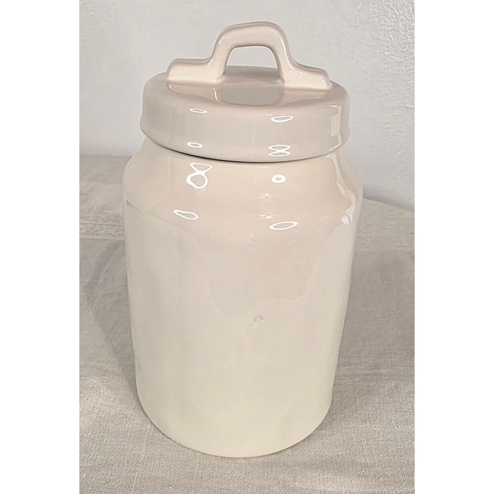 Rae Dunn Artisan Collection Canister White w/Red Heart 7" Tall Valentines Day - Picture 2 of 5